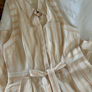 Anthropologie Beige and White Striped Dress